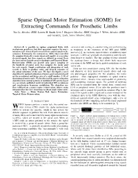 Sparse Optimal Motor Estimation (SOME) for Extracting Commands for Prosthetic Limbs Yao Li, Member, IEEE, Lauren H