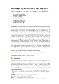 Answering Conjunctive Queries with Inequalities∗