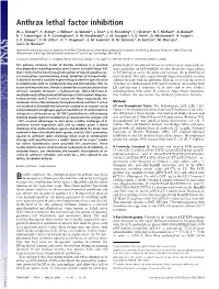 Anthrax Lethal Factor Inhibition