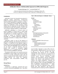Gallbladder Masses: Multimodality Approach to Differential Diagnosis