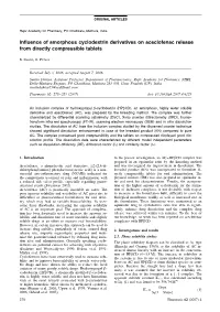 Influence of Amorphous Cyclodextrin Derivatives on Aceclofenac Release from Directly Compressible Tablets