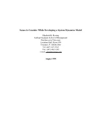 Issues to Consider While Developing a System Dynamics Model