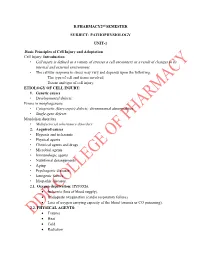 PATHOPHYSIOLOGY UNIT-1 .Basic Principles of Cell Injury And