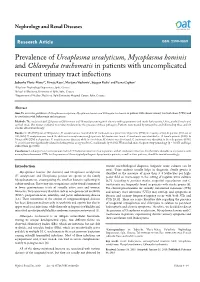 Prevalence of Ureaplasma Urealyticum, Mycoplasma Hominis and Chlamydia Trachomatis in Patients with Uncomplicated Recurrent Urin