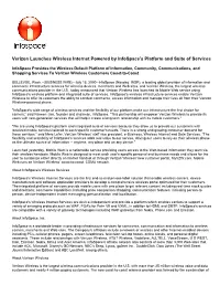 Verizon Launches Wireless Internet Powered by Infospace's Platform and Suite of Services