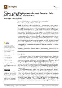 Analysis of Wind Turbine Aging Through Operation Data Calibrated by Lidar Measurement