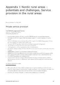 Appendix 1 Nordic Rural Areas – Potentials and Challenges, Service Provision in the Rural Areas