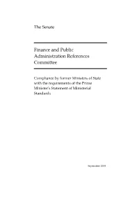 Compliance by Former Ministers of State with the Requirements of the Prime Minister's Statement of Ministerial Standards