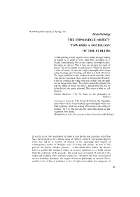 Dick Hebdige the IMPOSSIBLE OBJECT: TOWARDS a SOCIOLOGY of the SUBLIME