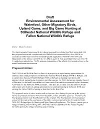 Draft Environmental Assessment for Fallon and Stillwater Hunt Plans