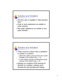 Solutes and Solution