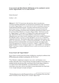 George Gamow and Albert Einstein: Did Einstein Say the Cosmological Constant Was the "Biggest Blunder" He Ever Made in His Life?