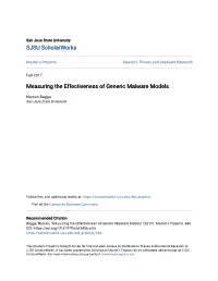 Measuring the Effectiveness of Generic Malware Models