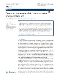 Quantum Metamaterials in the Microwave and Optical Ranges Alexandre M Zagoskin1,2* , Didier Felbacq3 and Emmanuel Rousseau3