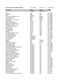 The Semi-Circle Library of Plays Tony O'sullivan 061 692 39 01 As at Sept 2017