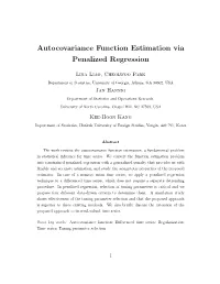 Autocovariance Function Estimation Via Penalized Regression