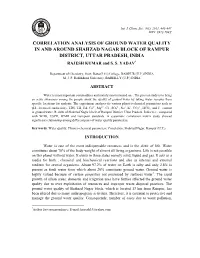 CORRELATION ANALYSIS of GROUND WATER QUALITY in and AROUND SHAHZAD NAGAR BLOCK of RAMPUR DISTRICT, UTTAR PRADESH, INDIA RAJESH KUMAR and S