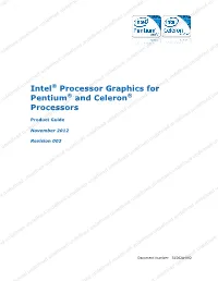 Intel® Processor Graphics for Pentium® and Celeron® Processors