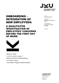 Onboarding – Integration of New Employees