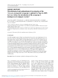 SHORT REPORT Microbiological and Epidemiological Investigation of The