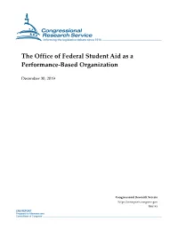 The Office of Federal Student Aid As a Performance-Based Organization