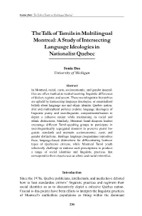 A Study of Intersecting Language Ideologies in Nationalist Quebec