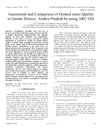 Assessment and Comparison of Ground Water Quality in Guntur District, Andhra Pradesh by Using ARC GIS