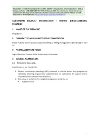 Auspar Attachment 1: Product Information for Progesterone