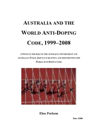 Australia's Role in the International Fight Against Drugs in Sport