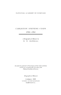 CARLETON STEVENS COON June 23, 1904-June 3, 1981