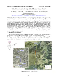 Critical Aspects in the Design of the Chenani-Nashri Tunnel