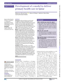 Development of a Model to Deliver Primary Health Care in Qatar