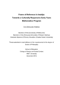 Frame of Reference in Iwaidja: Towards a Culturally Responsive Early Years Mathematics Program