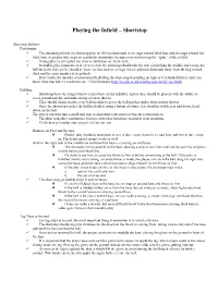 Playing the Infield – Shortstop
