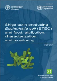 Shiga Toxin-Producing Escherichia Coli (STEC) and Food: Attribution, Characterization, and Monitoring