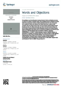 Words and Objections Essays on the Work of W.V
