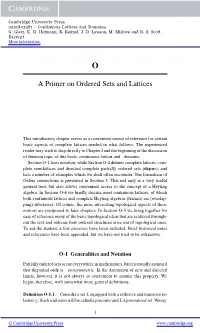 A Primer on Ordered Sets and Lattices