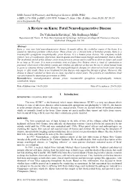 A Review on Kuru: Fatal Neurodenegerative Disease”