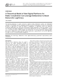 A Theoretical Model of How Digital Platforms for Public Consultation Can Leverage Deliberation to Boost Democratic Legitimacy