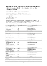 Australia. Progress Report on Cetacean Research, January 2011 to December 2011, with Statistical Data for the Calendar Year 2011