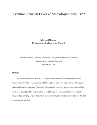 Common Sense in Favor of Mereological Nihilism? (PDF)