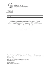 DNA Ligase I Selectively Affects DNA Synthesis by DNA Polymerases Delta and Epsilon Suggesting Differential Functions in DNA Replication and Repair