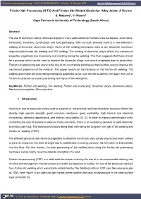 Friction Stir Processing of TIG and Friction Stir Welded Dissimilar Alloy Joints: a Review S
