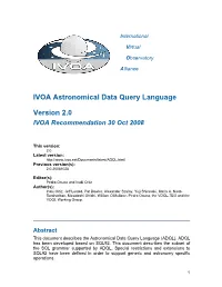 IVOA Astronomical Data Query Language Version