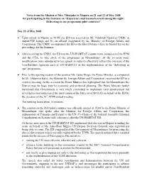 Notes from the Mission of Mrs. Tibaijuka to Maputo on 21 and 22 of May 2008 for Participating in the Seminar On