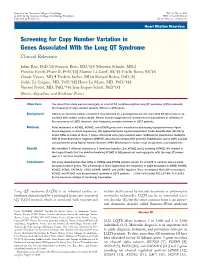 Screening for Copy Number Variation in Genes Associated with the Long QT Syndrome Clinical Relevance