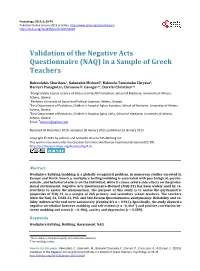 Validation of the Negative Acts Questionnaire (NAQ) in a Sample of Greek Teachers