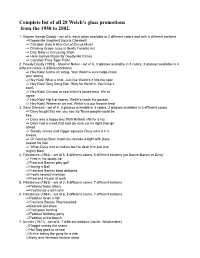 Complete List of All 28 Welch's Glass Promotions from the 1950 to 2002