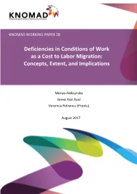 Deficiencies in Conditions of Work As a Cost to Labor Migration: Concepts, Extent, and Implications