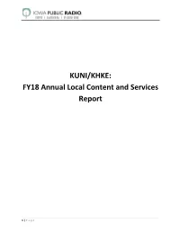 KUNI/KHKE: FY18 Annual Local Content and Services Report